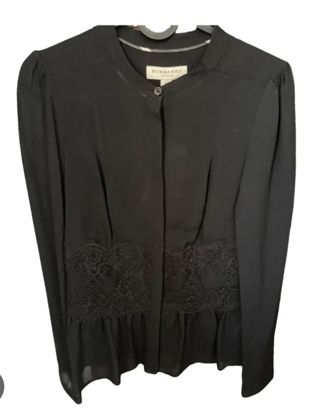 Burberry women's black long sleeve button up blouse in size US 10